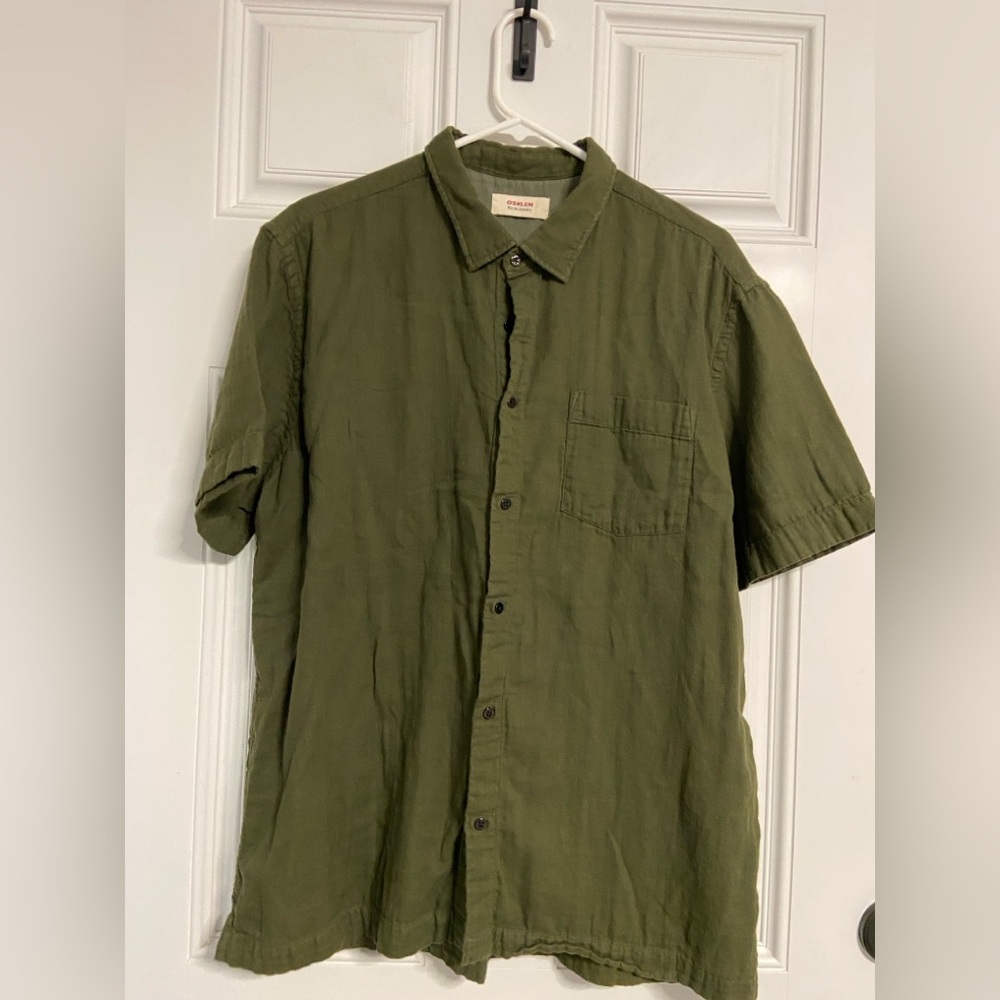 T25a- OSKLEN Olive Green MUSLIN Button Up Shirt